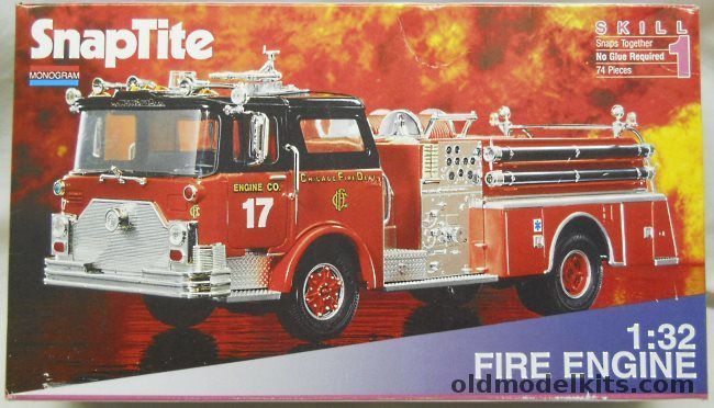 Monogram 1/32 Mack Fire Truck (Pumper) - with Cab-Mounted Water Cannon - Chicago Fire Department, 6240 plastic model kit